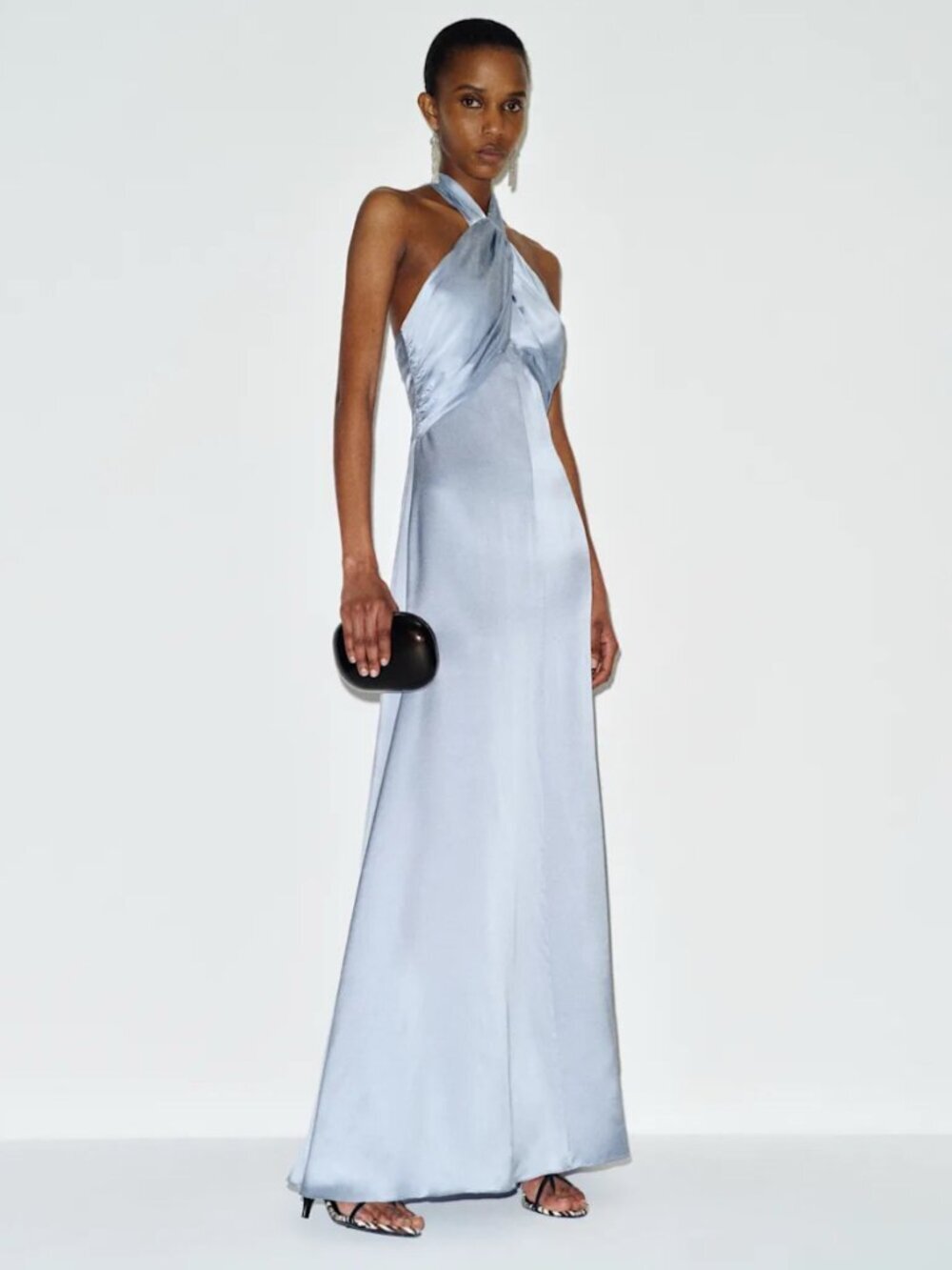NWT Reformation Veria Silk Maxi Dress Cloud Blue 4